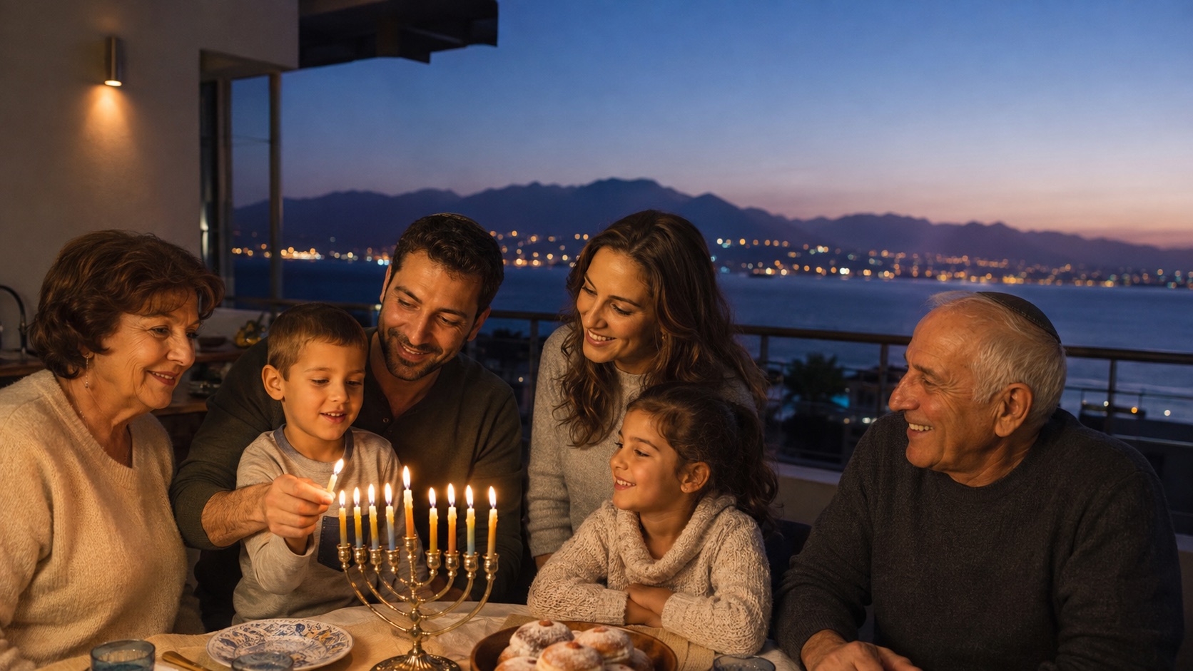 אילת בחנוכה 2026 עם משפחה והדלקת נרות מול ים סוף